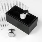 Personalised Round Rhodium-Plated Cufflinks