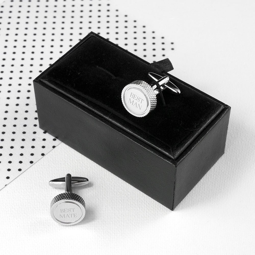 Personalised Round Rhodium-Plated Cufflinks