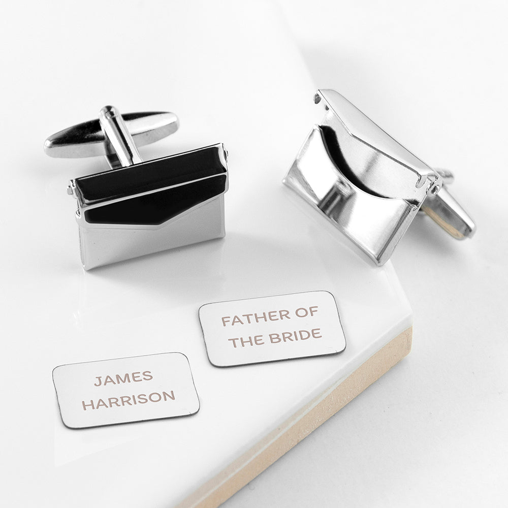 Personalised Silver Secret Message Envelope Cufflinks