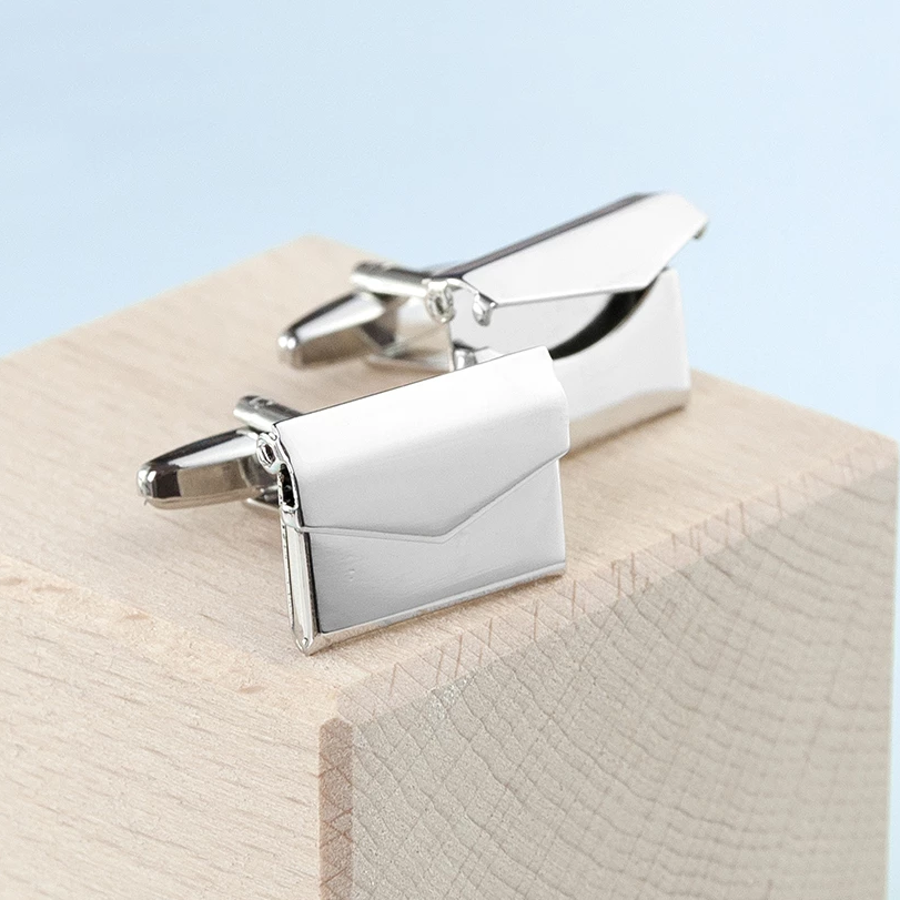 Personalised Silver Secret Message Envelope Cufflinks