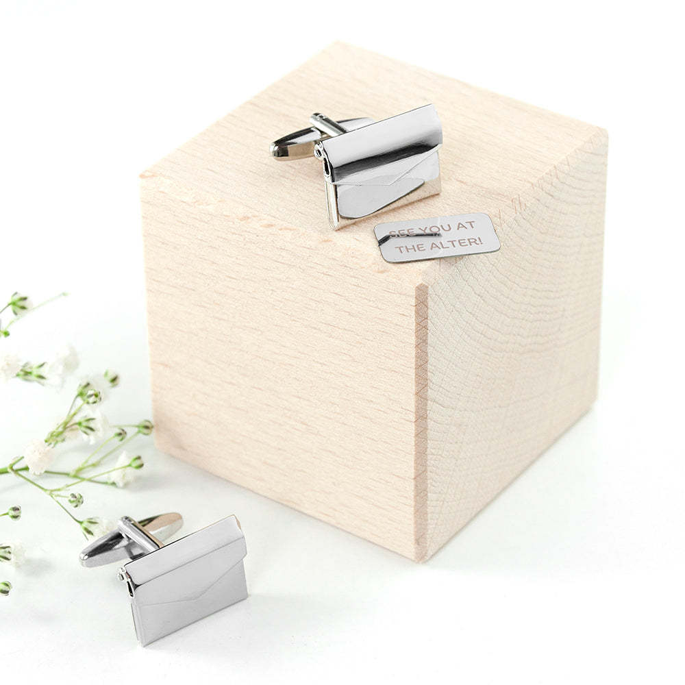 Personalised Silver Secret Message Envelope Cufflinks