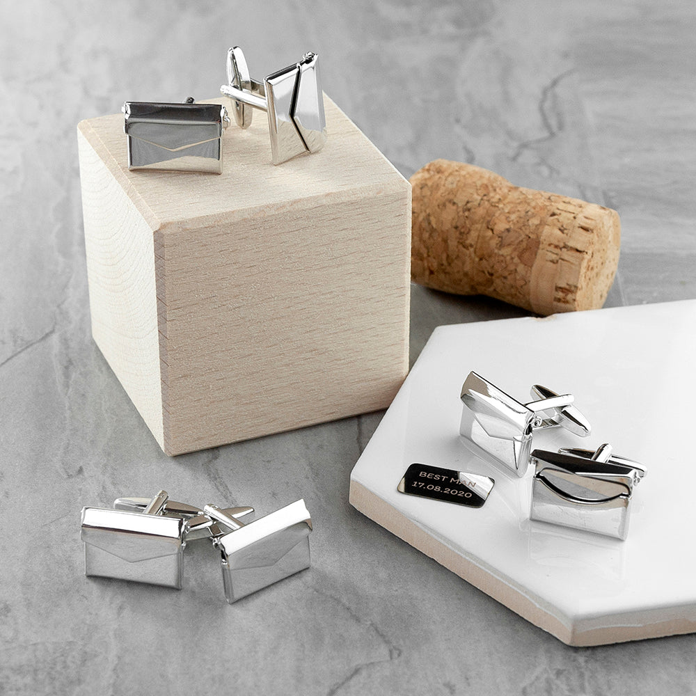 Personalised Silver Secret Message Envelope Cufflinks