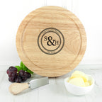 Monogrammed Couples’ Emblem Cheese Board Set