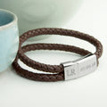 Personalised Men's Dual Leather Woven Bracelet in Umber