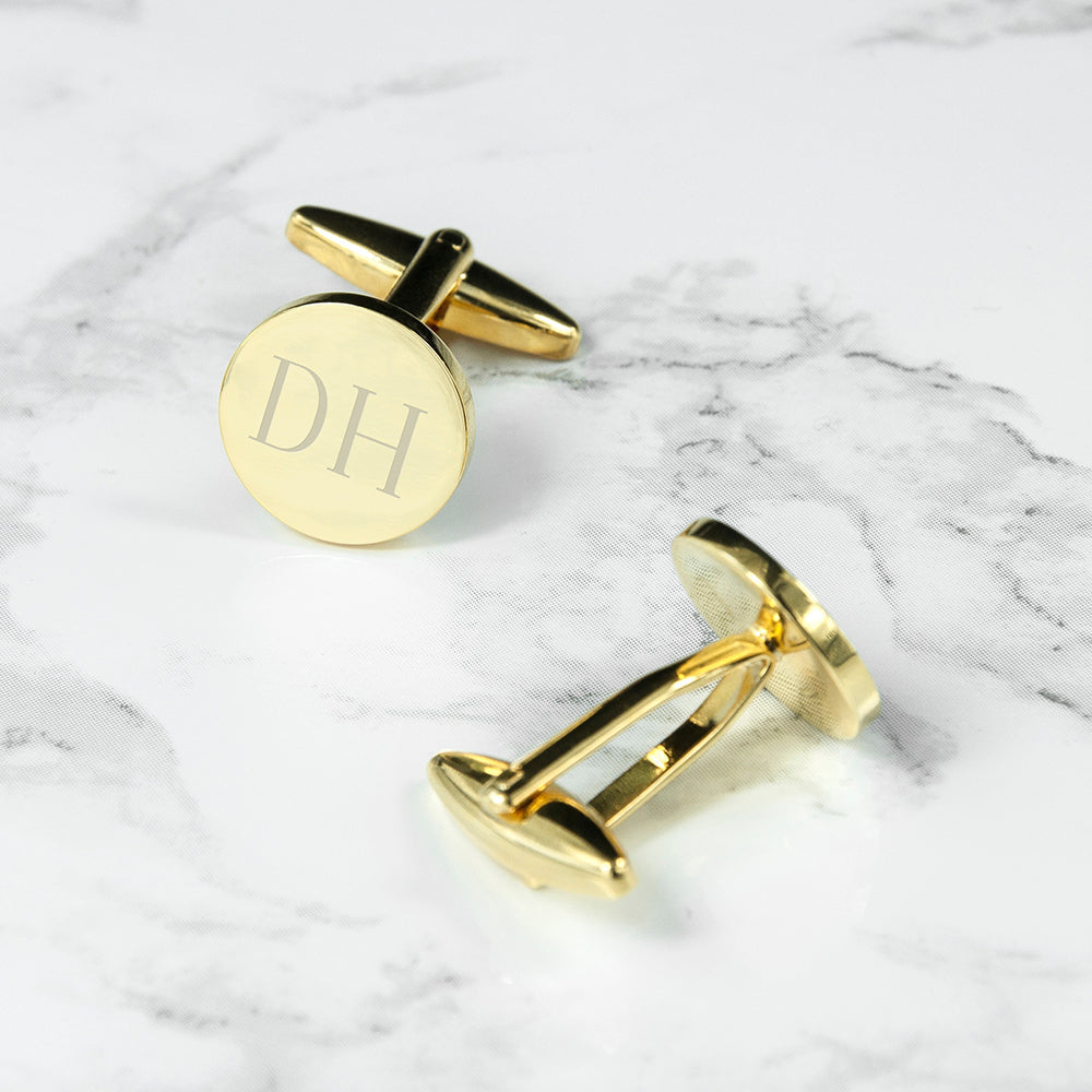 Personalised Round Gold-Plated Cufflinks