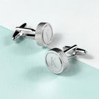 Personalised Round Rhodium-Plated Cufflinks