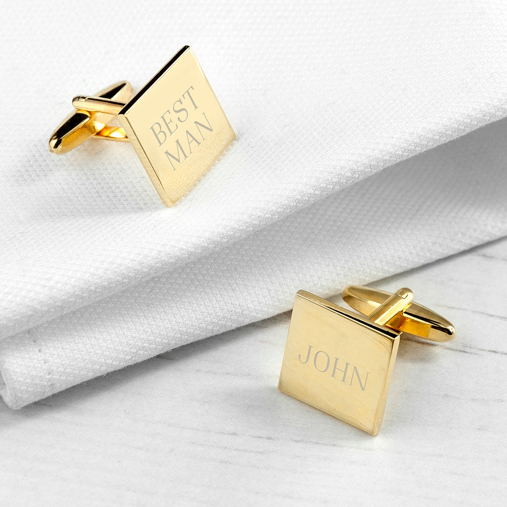 Personalised Gold-Plated Square Cufflinks