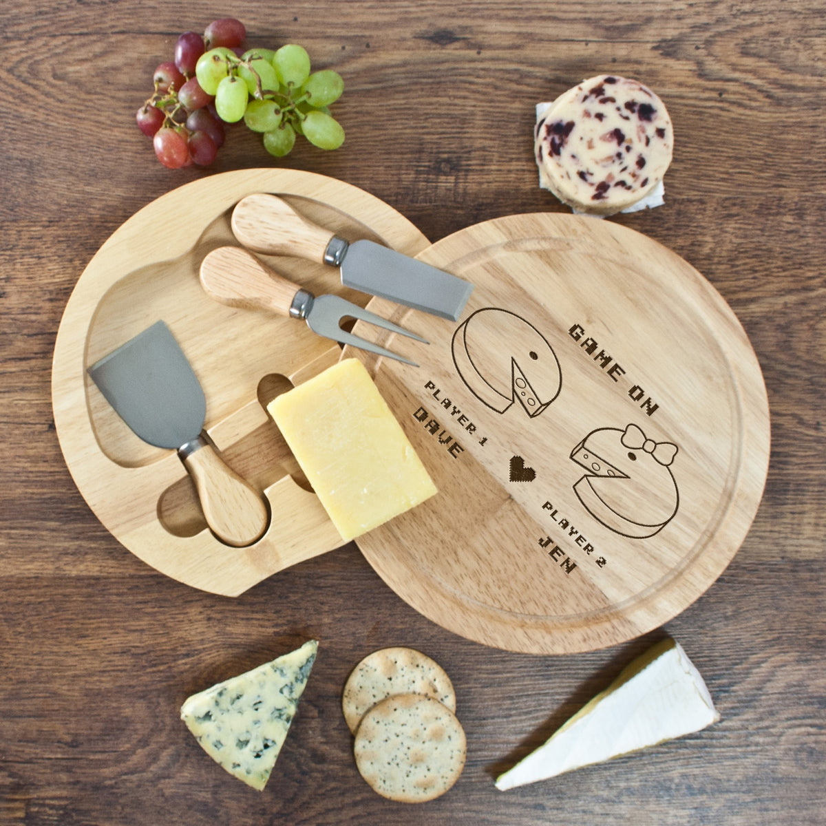 Personalised Couples’ Retro Gaming Round Cheese Board