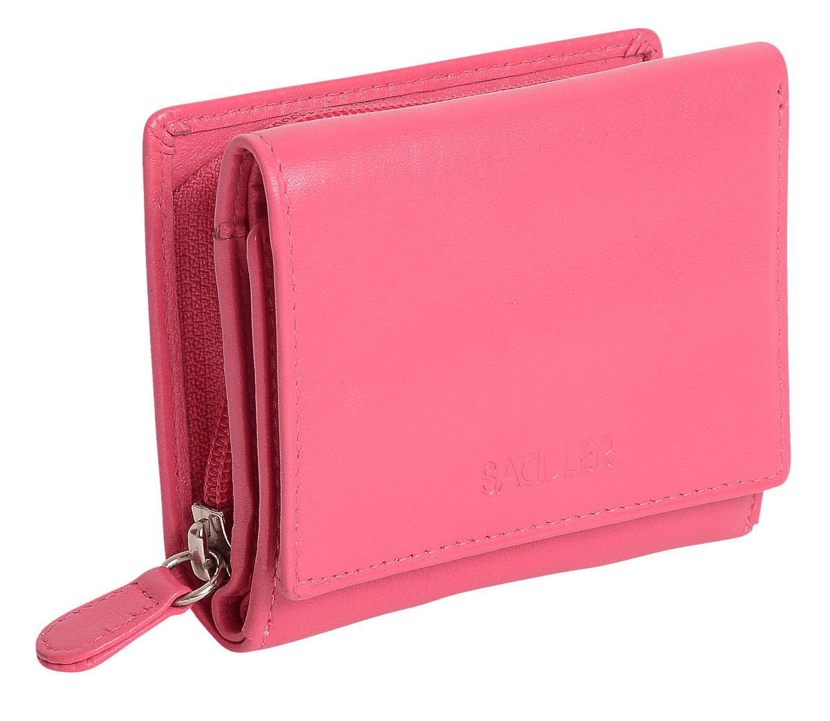 SADDLER CARLA Handmade Leather Compact Trifold Purse, RFID Protected | 5 Card Slots, ID Window & Zipped Coin Pocket | Gift Boxed