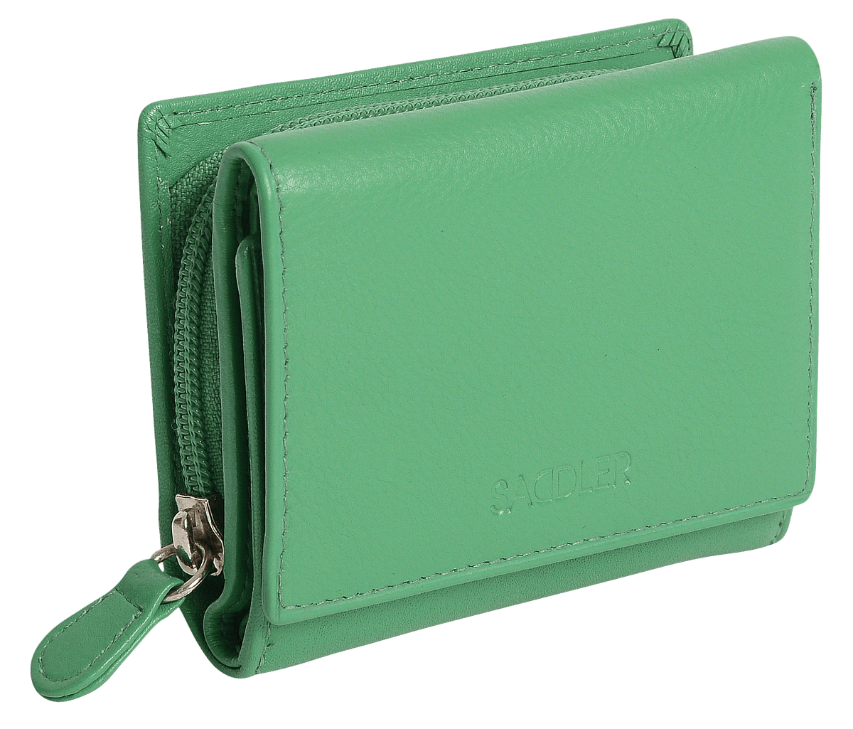SADDLER CARLA Handmade Leather Compact Trifold Purse, RFID Protected | 5 Card Slots, ID Window & Zipped Coin Pocket | Gift Boxed