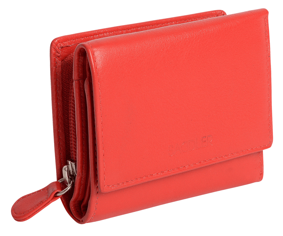 SADDLER CARLA Handmade Leather Compact Trifold Purse, RFID Protected | 5 Card Slots, ID Window & Zipped Coin Pocket | Gift Boxed