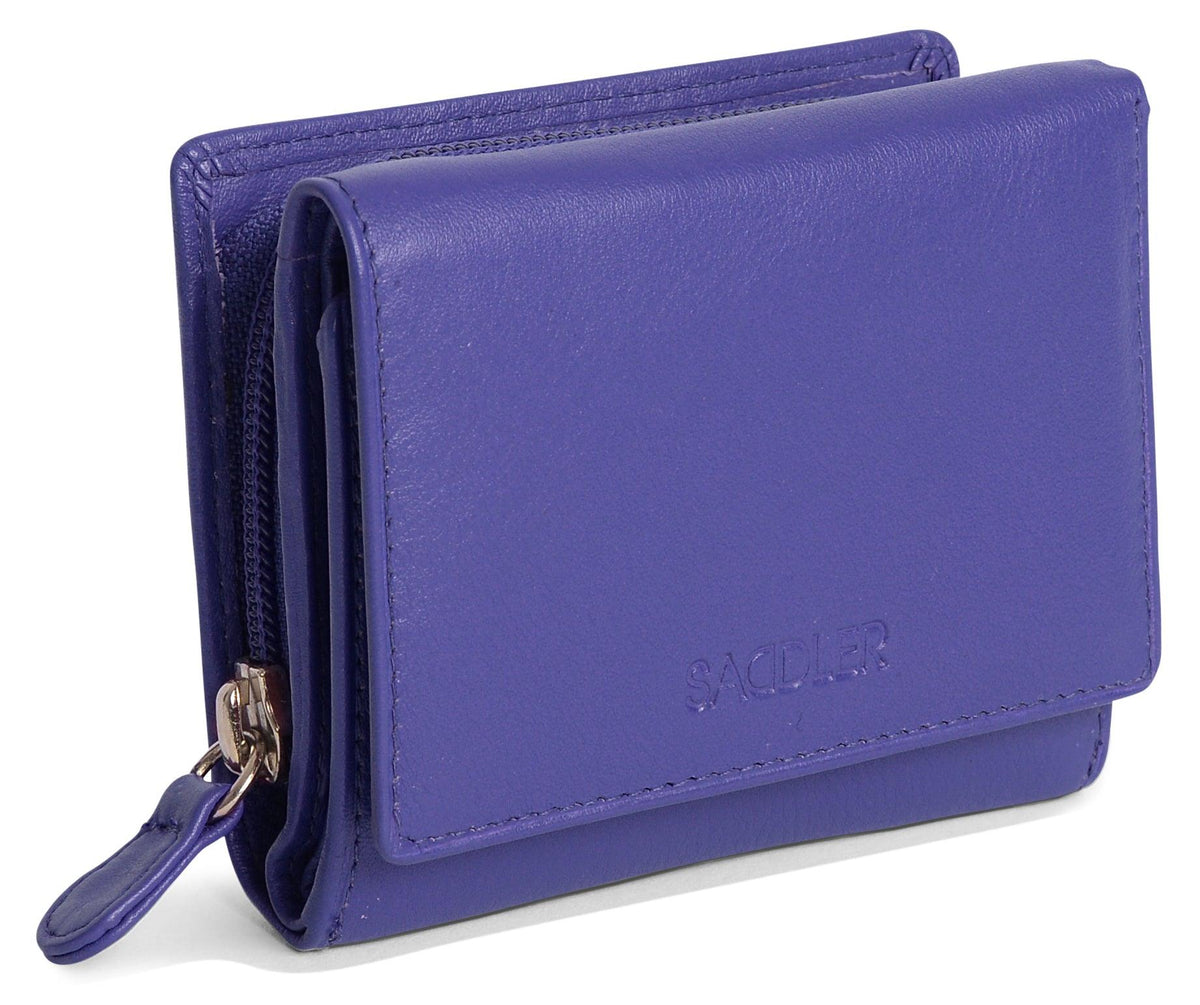 SADDLER CARLA Handmade Leather Compact Trifold Purse, RFID Protected | 5 Card Slots, ID Window & Zipped Coin Pocket | Gift Boxed