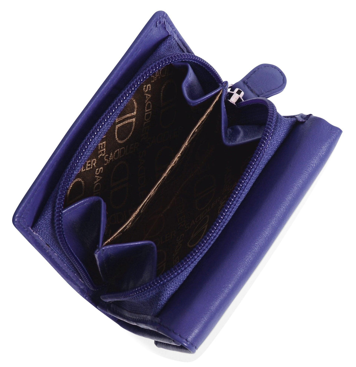 SADDLER CARLA Handmade Leather Compact Trifold Purse, RFID Protected | 5 Card Slots, ID Window & Zipped Coin Pocket | Gift Boxed