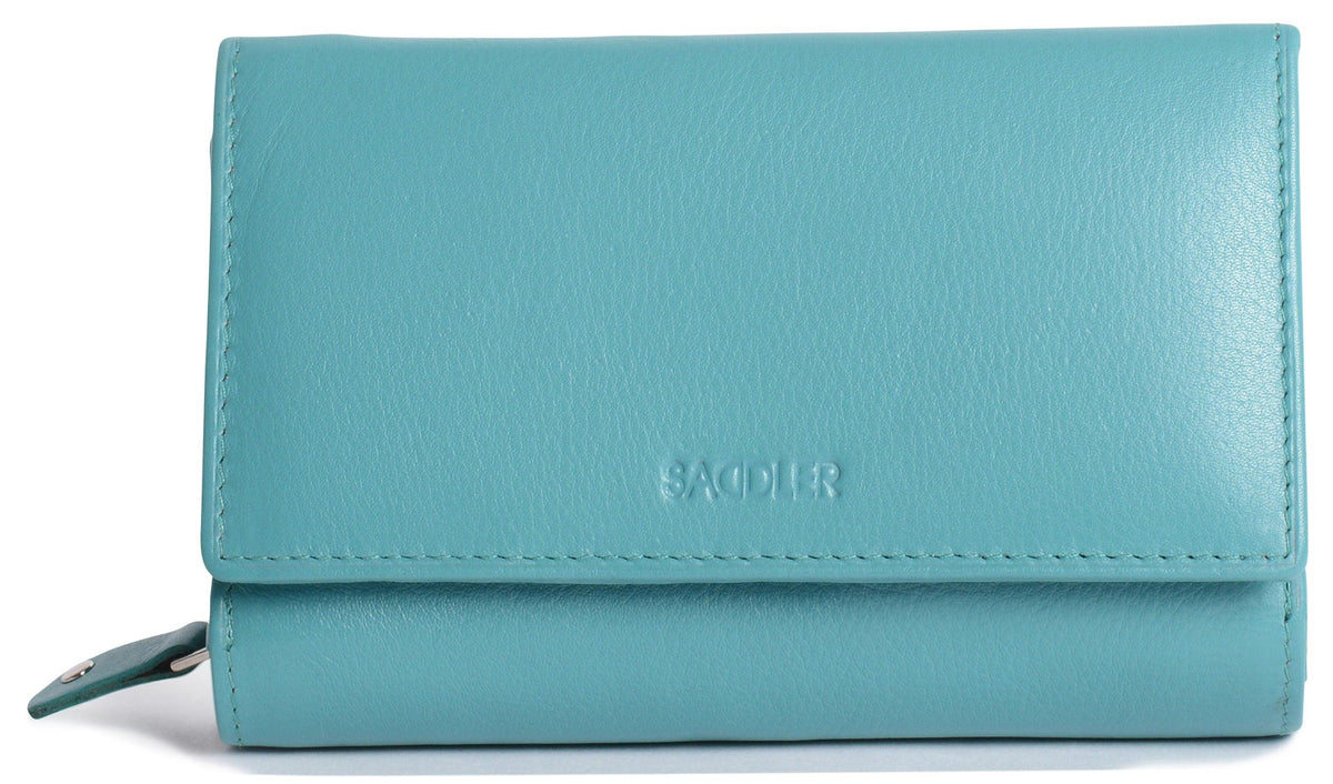 Compact Trifold Leather Purse "Eleanor", Handmade by Saddler | RFID Protected & Gift Boxed | 10 Card Slots & Rear Zip Coin Pocket