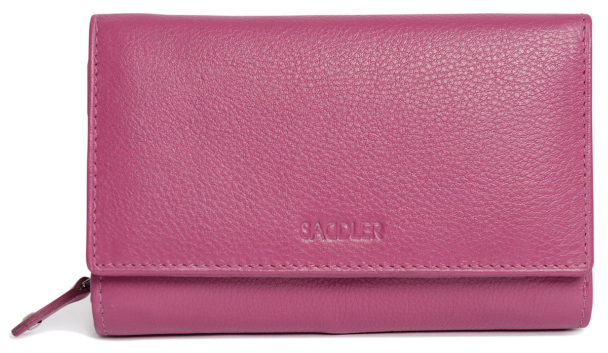 Compact Trifold Leather Purse "Eleanor", Handmade by Saddler | RFID Protected & Gift Boxed | 10 Card Slots & Rear Zip Coin Pocket