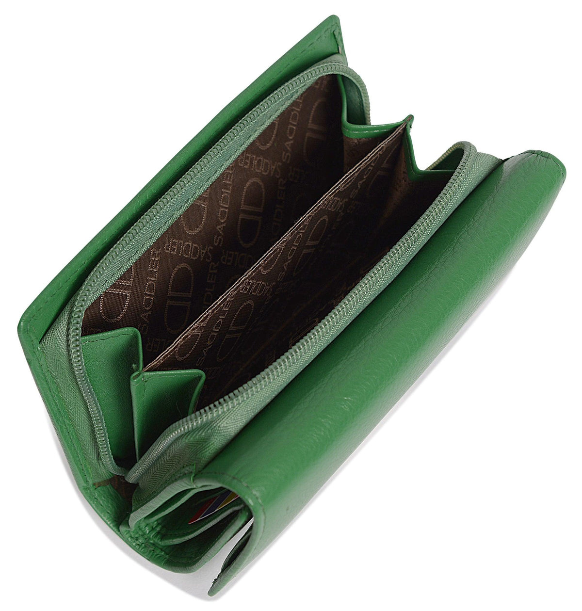 Compact Trifold Leather Purse "Eleanor", Handmade by Saddler | RFID Protected & Gift Boxed | 10 Card Slots & Rear Zip Coin Pocket