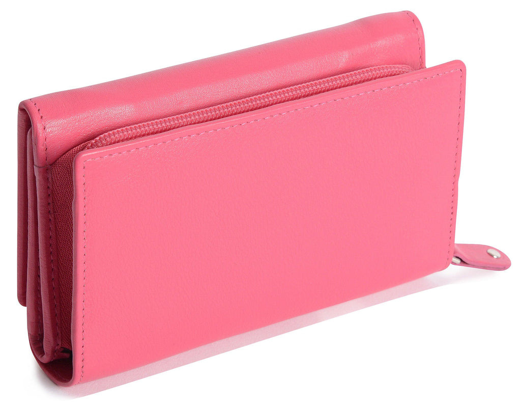 Compact Trifold Leather Purse "Eleanor", Handmade by Saddler | RFID Protected & Gift Boxed | 10 Card Slots & Rear Zip Coin Pocket