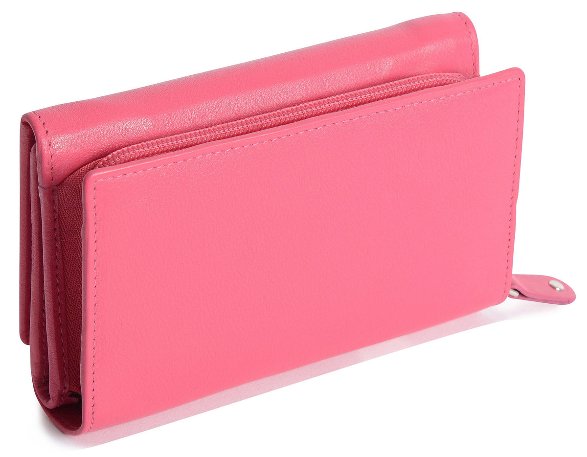 Compact Trifold Leather Purse "Eleanor", Handmade by Saddler | RFID Protected & Gift Boxed | 10 Card Slots & Rear Zip Coin Pocket