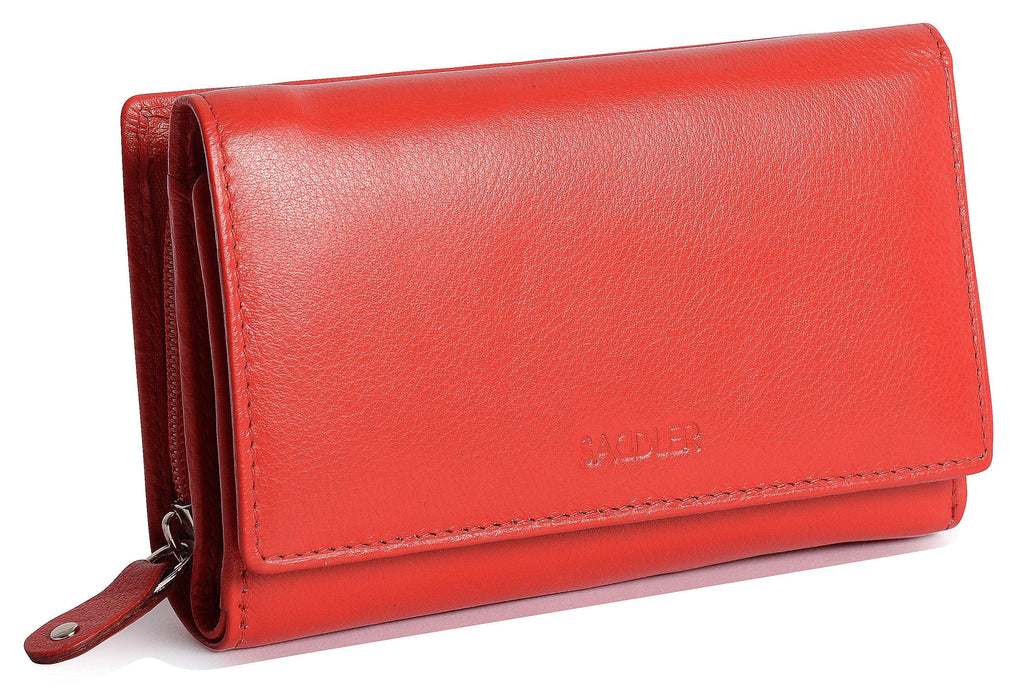 Compact Trifold Leather Purse "Eleanor", Handmade by Saddler | RFID Protected & Gift Boxed | 10 Card Slots & Rear Zip Coin Pocket