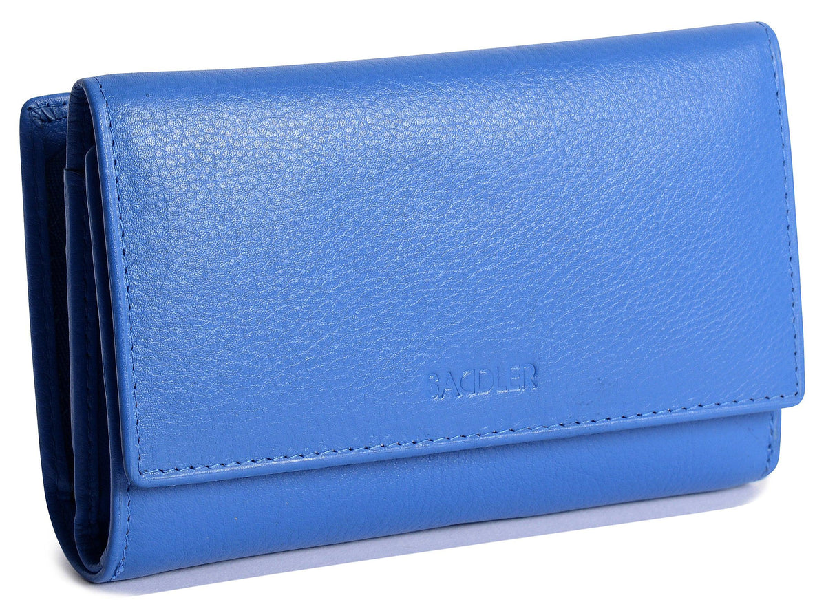 Compact Trifold Leather Purse "Eleanor", Handmade by Saddler | RFID Protected & Gift Boxed | 10 Card Slots & Rear Zip Coin Pocket