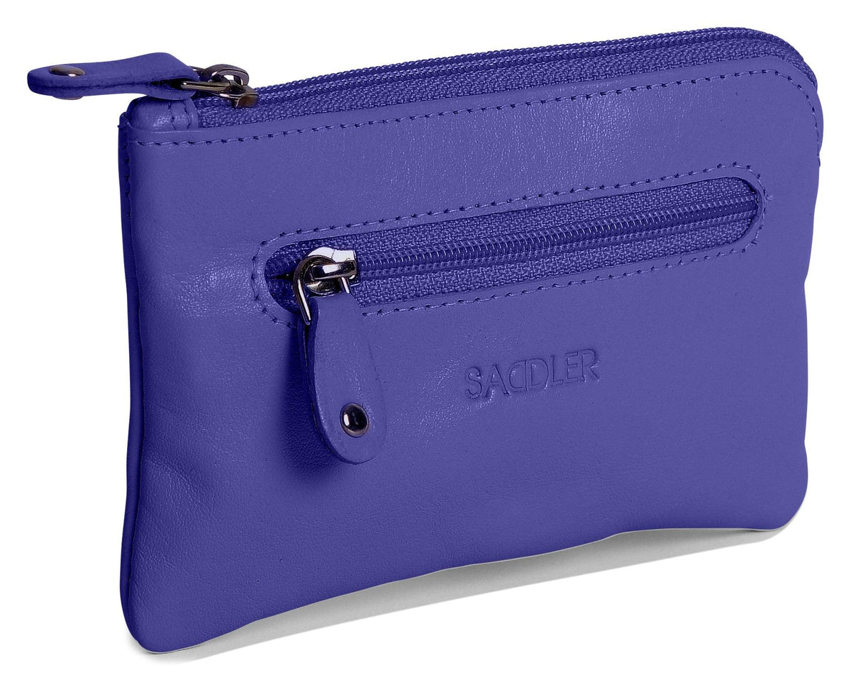 Compact Leather Coin & Card Purse "Ellie", Handmade by Saddler | RFID Protected & Gift Boxed | With Front Zip Pocket & Key Holder