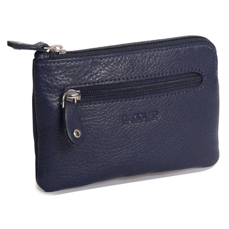 Compact Leather Coin & Card Purse "Ellie", Handmade by Saddler | RFID Protected & Gift Boxed | With Front Zip Pocket & Key Holder