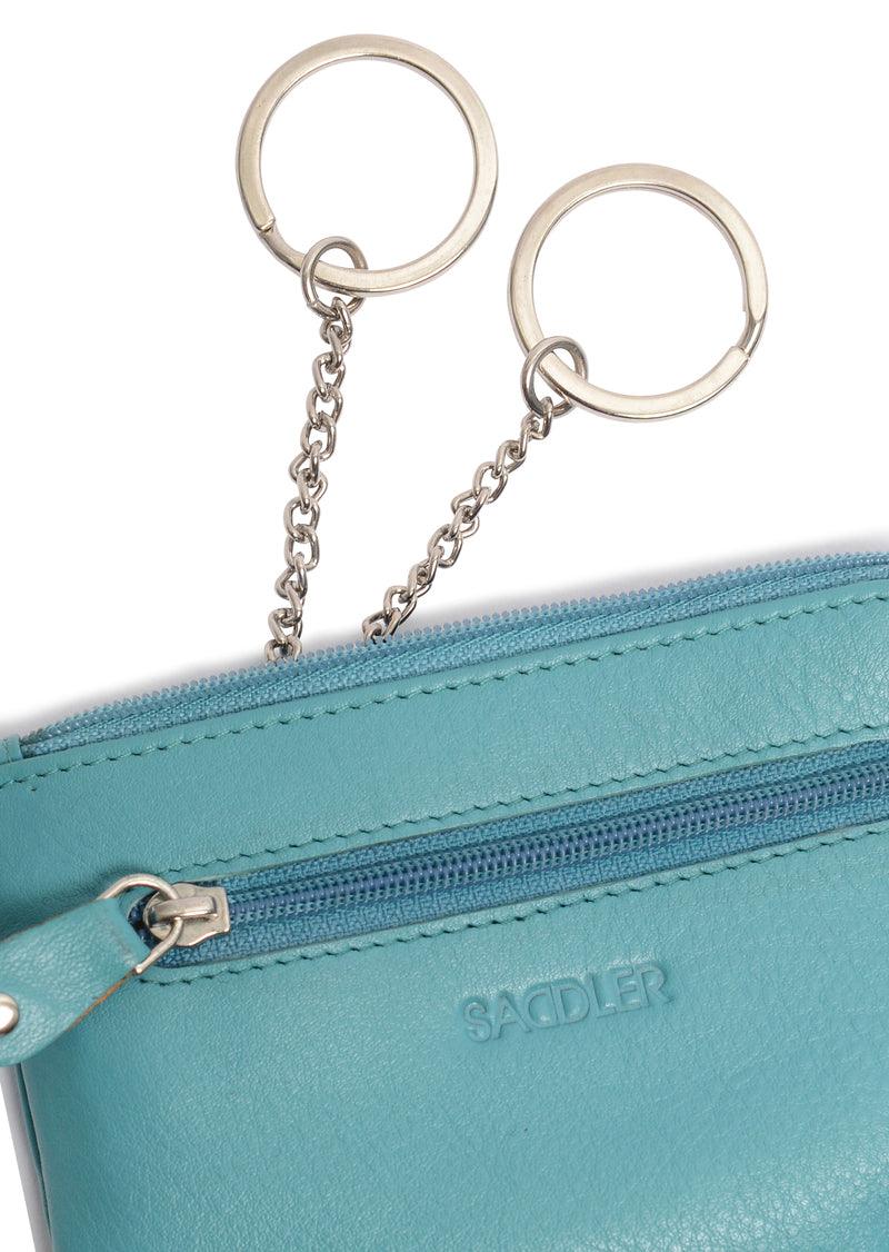 Compact Leather Coin & Card Purse "Ellie", Handmade by Saddler | RFID Protected & Gift Boxed | With Front Zip Pocket & Key Holder