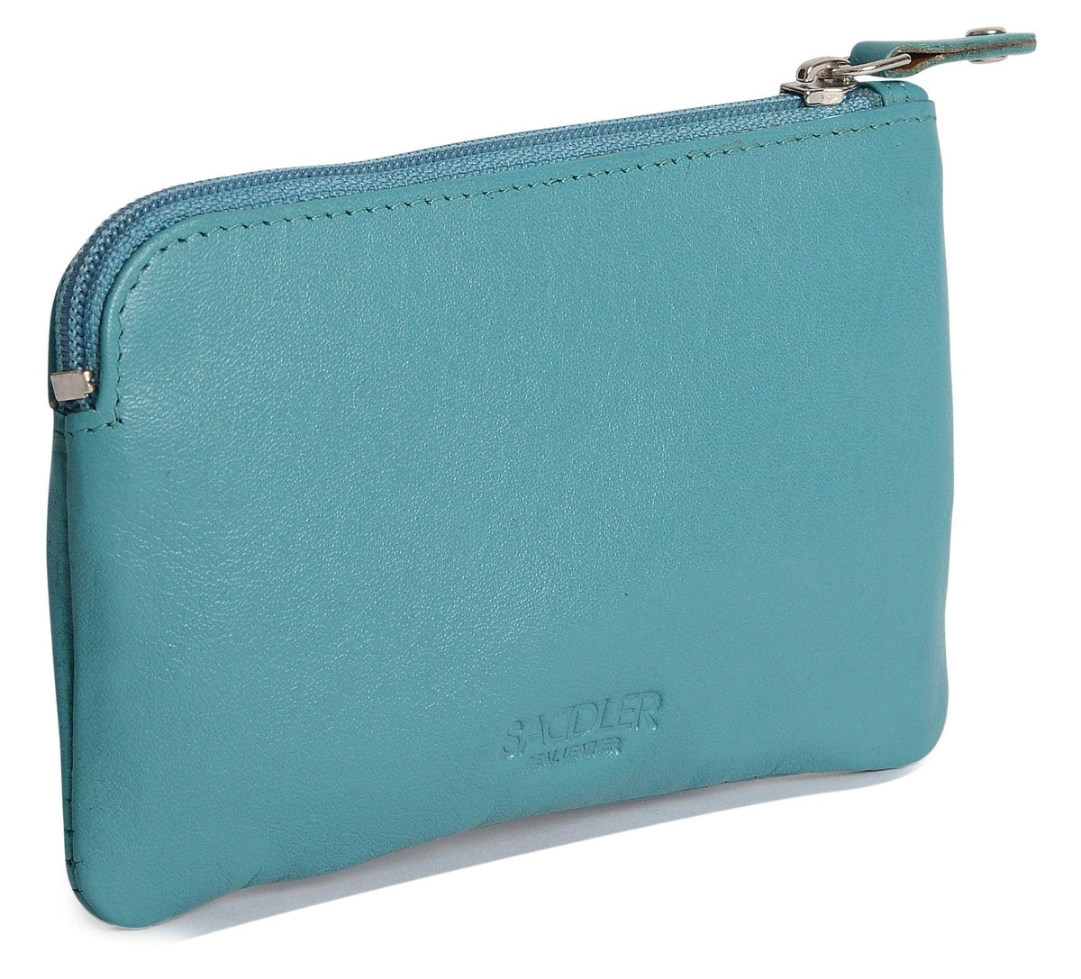 Compact Leather Coin & Card Purse "Ellie", Handmade by Saddler | RFID Protected & Gift Boxed | With Front Zip Pocket & Key Holder
