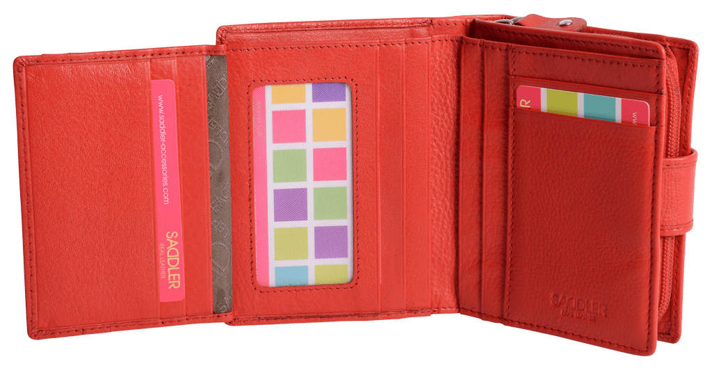 SADDLER EMILY Handmade Leather Mid-Size Wallet, RFID Protected | 10 Card Slots, Secure Tab Closure & Zipped Coin Pocket | Gift Boxed