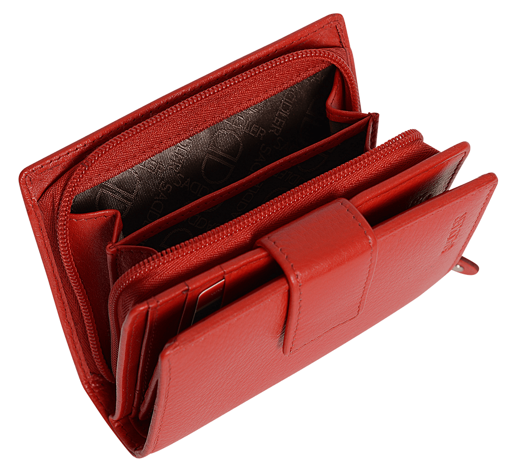 SADDLER EMILY Handmade Leather Mid-Size Wallet, RFID Protected | 10 Card Slots, Secure Tab Closure & Zipped Coin Pocket | Gift Boxed
