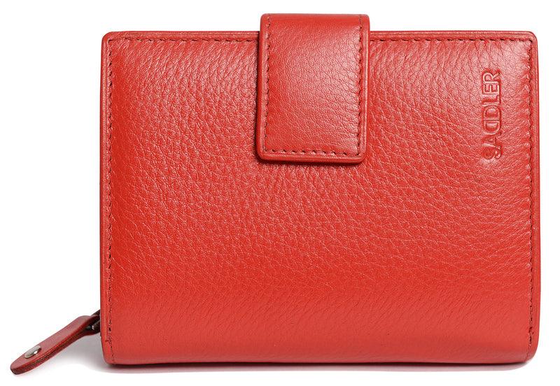 SADDLER EMILY Handmade Leather Mid-Size Wallet, RFID Protected | 10 Card Slots, Secure Tab Closure & Zipped Coin Pocket | Gift Boxed