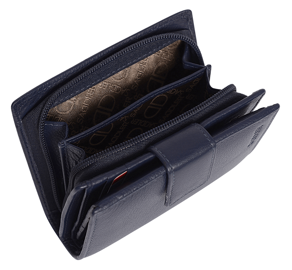 SADDLER EMILY Handmade Leather Mid-Size Wallet, RFID Protected | 10 Card Slots, Secure Tab Closure & Zipped Coin Pocket | Gift Boxed