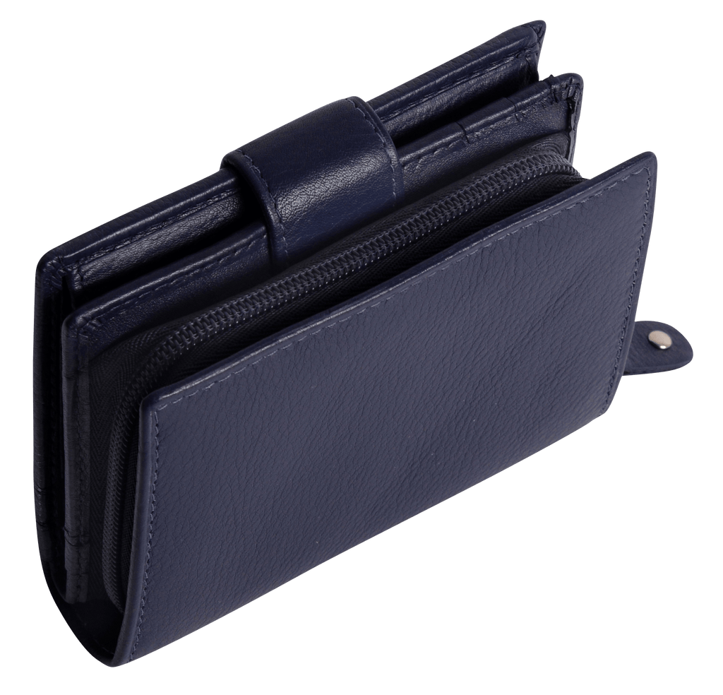 SADDLER EMILY Handmade Leather Mid-Size Wallet, RFID Protected | 10 Card Slots, Secure Tab Closure & Zipped Coin Pocket | Gift Boxed