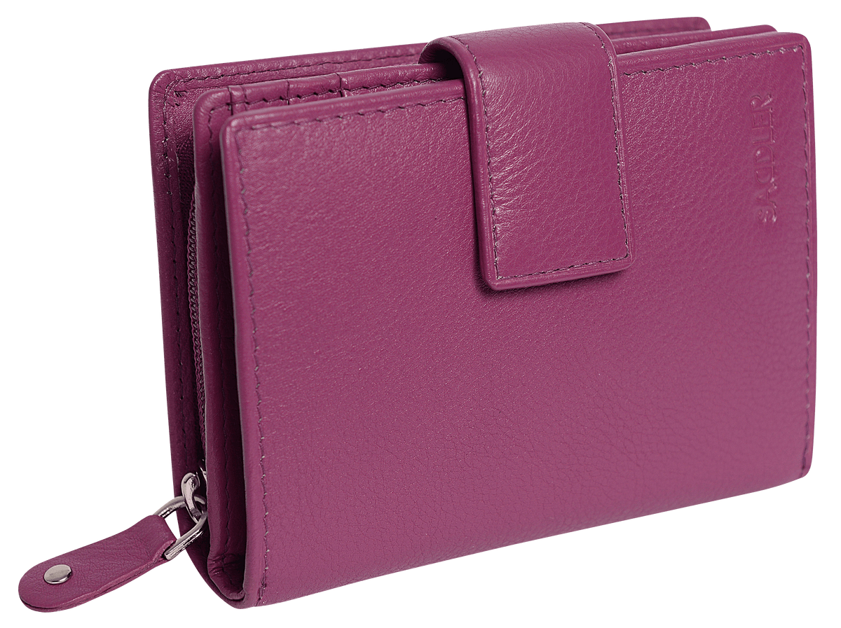 SADDLER EMILY Handmade Leather Mid-Size Wallet, RFID Protected | 10 Card Slots, Secure Tab Closure & Zipped Coin Pocket | Gift Boxed