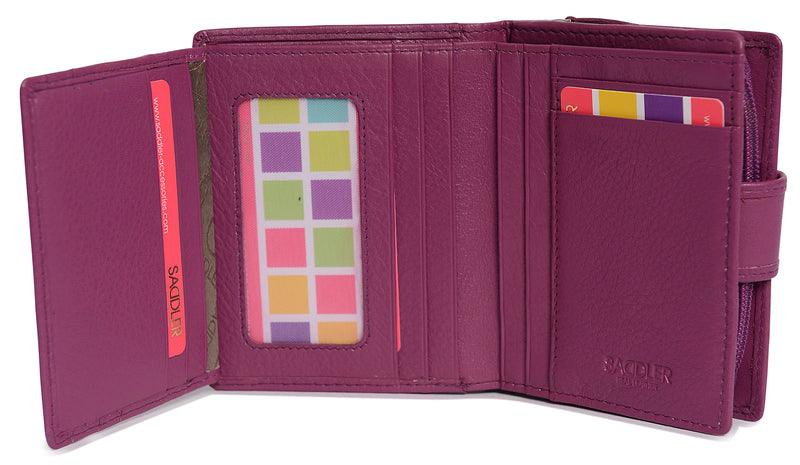SADDLER EMILY Handmade Leather Mid-Size Wallet, RFID Protected | 10 Card Slots, Secure Tab Closure & Zipped Coin Pocket | Gift Boxed