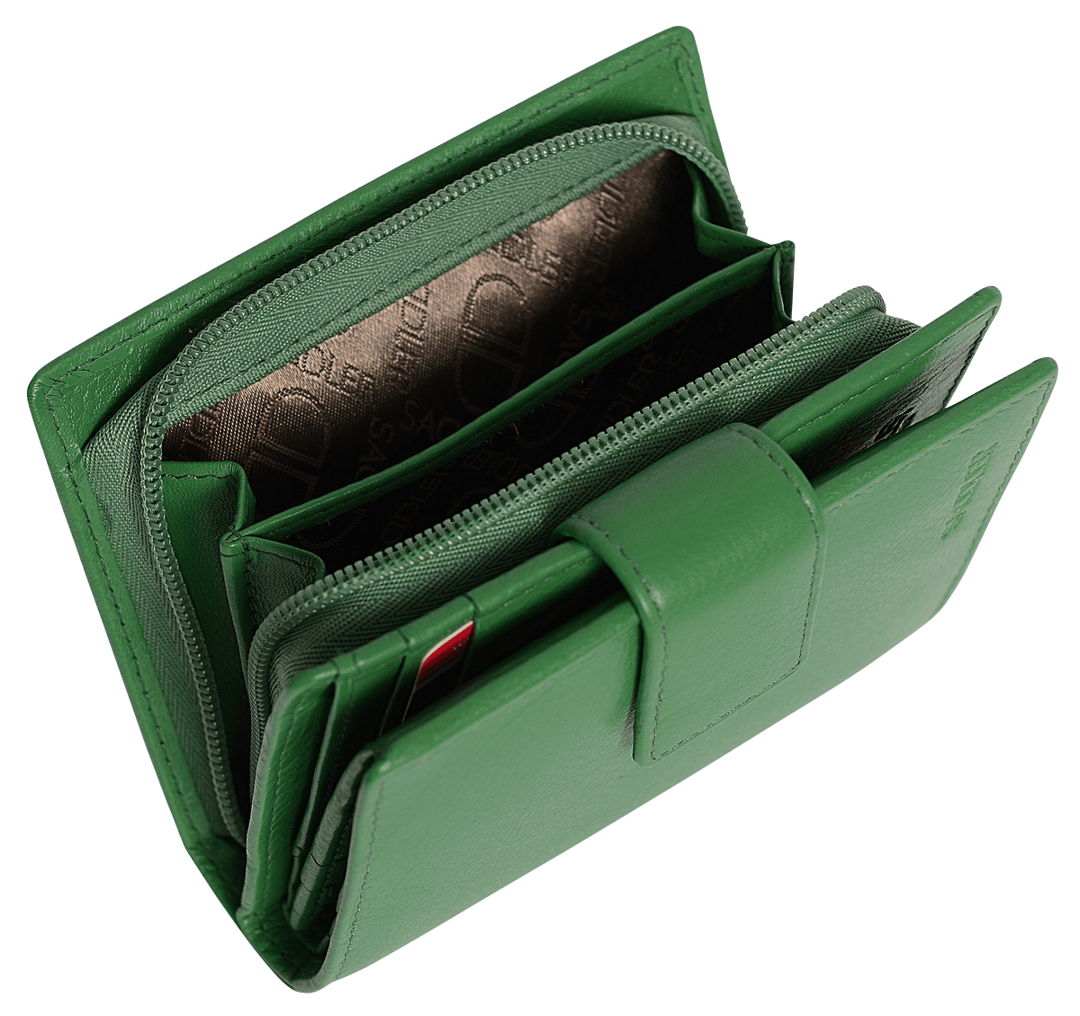 SADDLER EMILY Handmade Leather Mid-Size Wallet, RFID Protected | 10 Card Slots, Secure Tab Closure & Zipped Coin Pocket | Gift Boxed