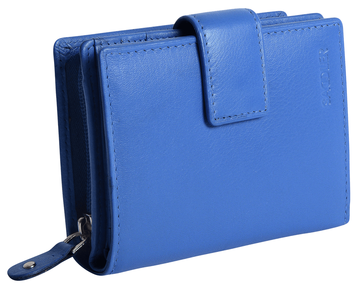 SADDLER EMILY Handmade Leather Mid-Size Wallet, RFID Protected | 10 Card Slots, Secure Tab Closure & Zipped Coin Pocket | Gift Boxed