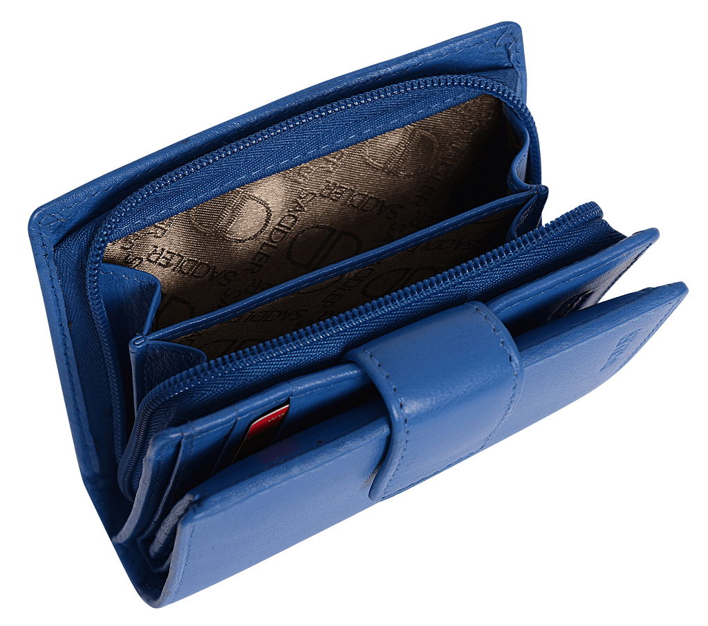 SADDLER EMILY Handmade Leather Mid-Size Wallet, RFID Protected | 10 Card Slots, Secure Tab Closure & Zipped Coin Pocket | Gift Boxed