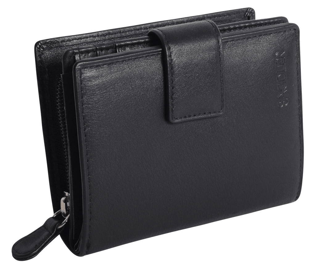 SADDLER EMILY Handmade Leather Mid-Size Wallet, RFID Protected | 10 Card Slots, Secure Tab Closure & Zipped Coin Pocket | Gift Boxed