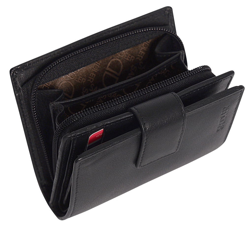SADDLER EMILY Handmade Leather Mid-Size Wallet, RFID Protected | 10 Card Slots, Secure Tab Closure & Zipped Coin Pocket | Gift Boxed
