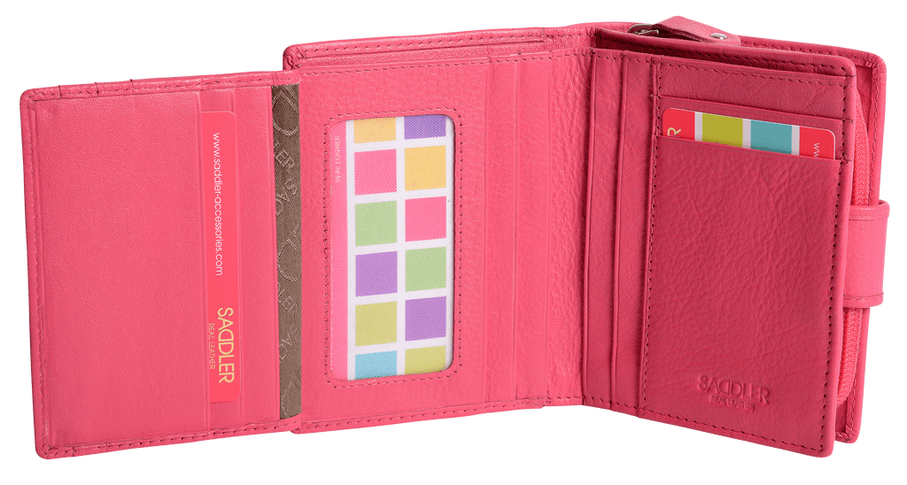 SADDLER EMILY Handmade Leather Mid-Size Wallet, RFID Protected | 10 Card Slots, Secure Tab Closure & Zipped Coin Pocket | Gift Boxed