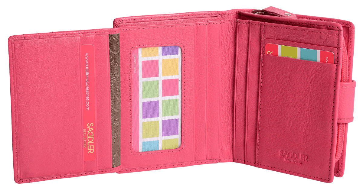 SADDLER EMILY Handmade Leather Mid-Size Wallet, RFID Protected | 10 Card Slots, Secure Tab Closure & Zipped Coin Pocket | Gift Boxed