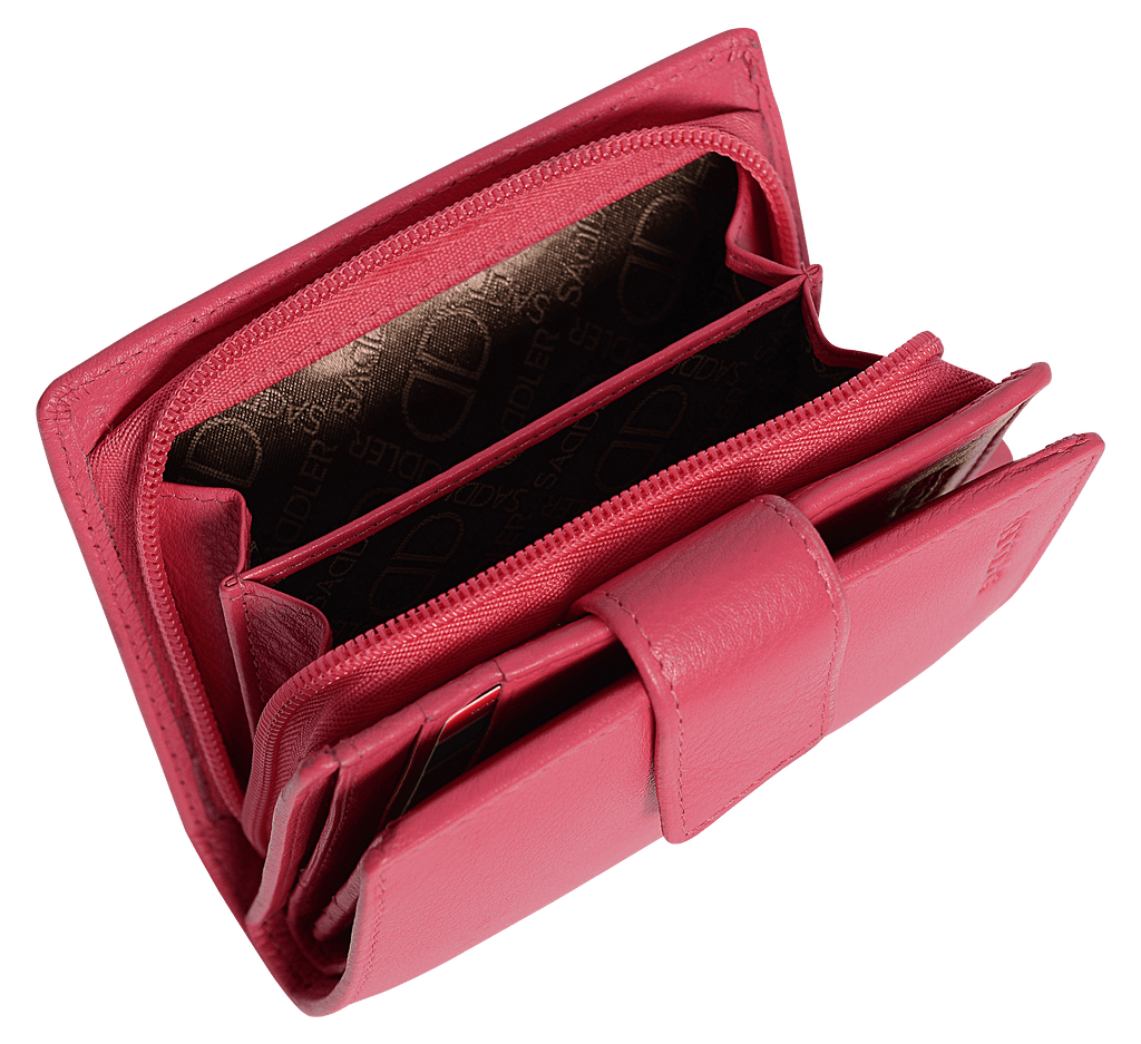 SADDLER EMILY Handmade Leather Mid-Size Wallet, RFID Protected | 10 Card Slots, Secure Tab Closure & Zipped Coin Pocket | Gift Boxed