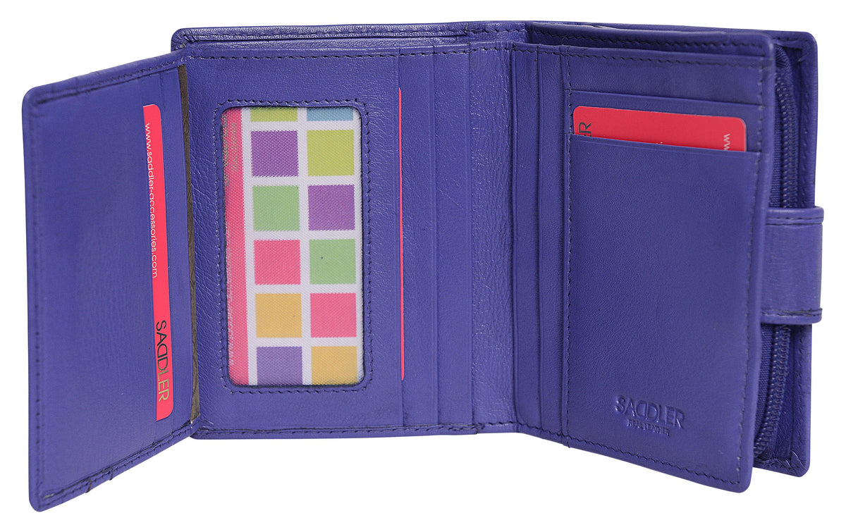SADDLER EMILY Handmade Leather Mid-Size Wallet, RFID Protected | 10 Card Slots, Secure Tab Closure & Zipped Coin Pocket | Gift Boxed