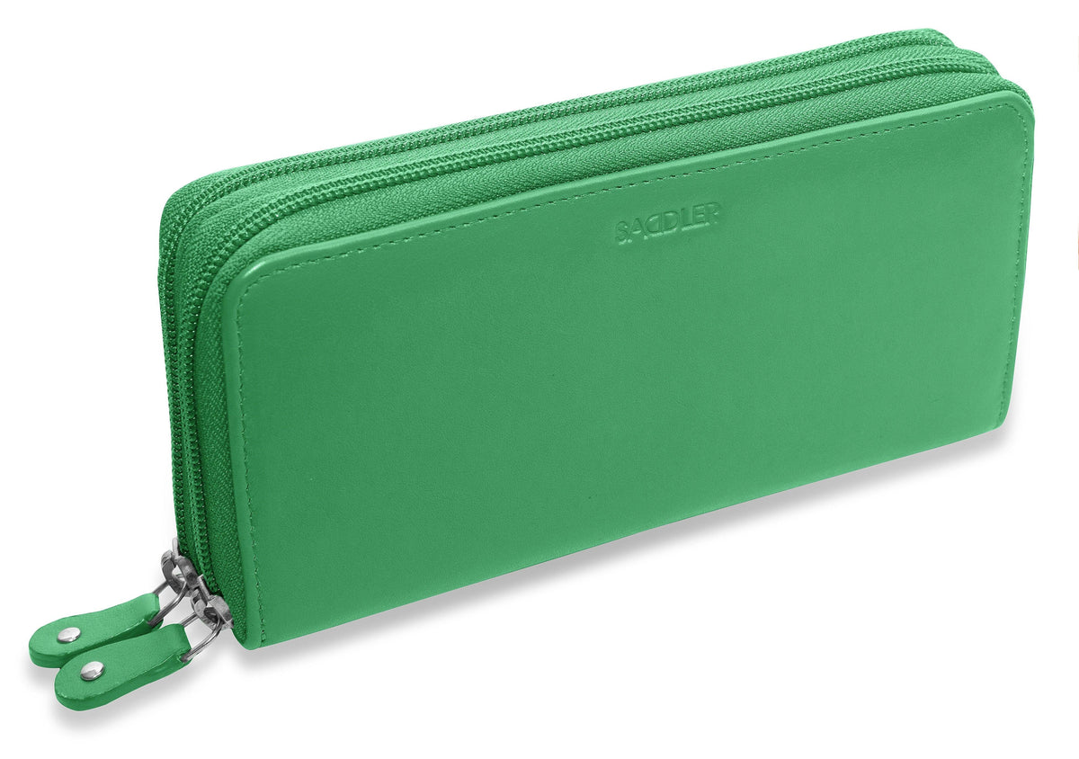 SADDLER GABRIELLA Leather Double Zip Around Purse, 8 Card Slots, Phone Pocket, and Coin Purse, RFID Protected