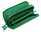 SADDLER GABRIELLA Leather Double Zip Around Purse, 8 Card Slots, Phone Pocket, and Coin Purse, RFID Protected