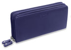 SADDLER GABRIELLA Leather Double Zip Around Purse, 8 Card Slots, Phone Pocket, and Coin Purse, RFID Protected