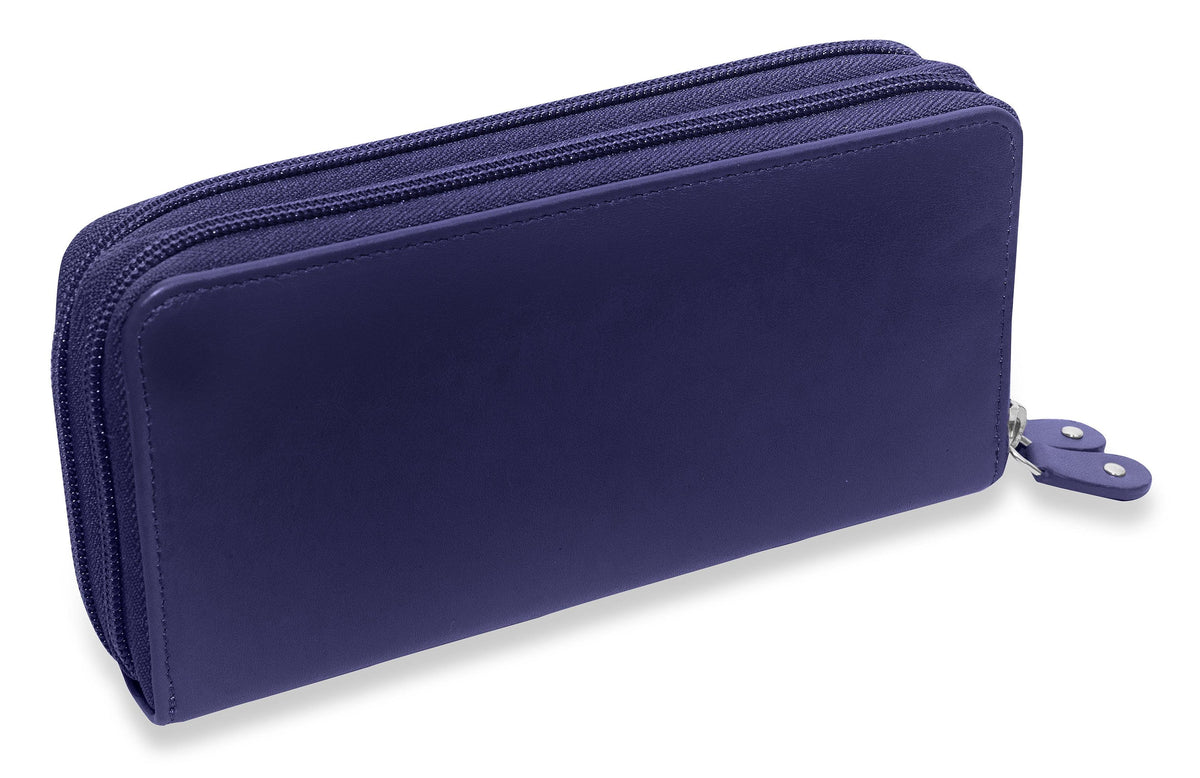 SADDLER GABRIELLA Leather Double Zip Around Purse, 8 Card Slots, Phone Pocket, and Coin Purse, RFID Protected