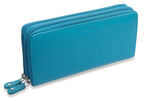 SADDLER GABRIELLA Leather Double Zip Around Purse, 8 Card Slots, Phone Pocket, and Coin Purse, RFID Protected