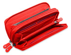 SADDLER GABRIELLA Leather Double Zip Around Purse, 8 Card Slots, Phone Pocket, and Coin Purse, RFID Protected